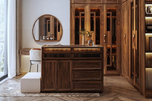 Tủ phụ kiện gỗ óc chó mẫu 10