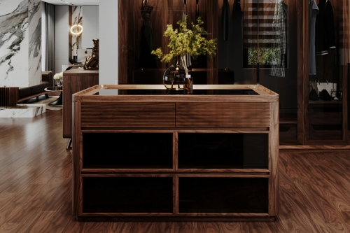 Tủ phụ kiện gỗ óc chó mẫu 14