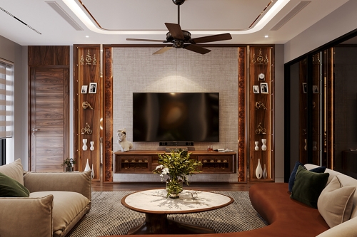 Tủ trang trí gỗ óc chó mẫu TPK-04