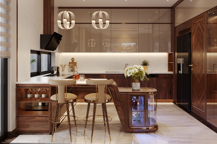 Bàn đảo gỗ óc chó