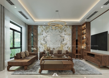 Mẫu thiết kế nội thất biệt thự gỗ óc chó hiện đại Ciputra – Anh Việt