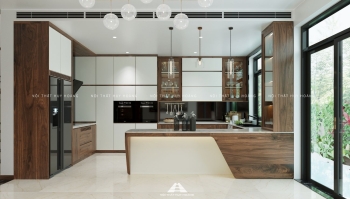 Mẫu thiết kế nội thất biệt thự gỗ óc chó hiện đại Ciputra – Anh Việt