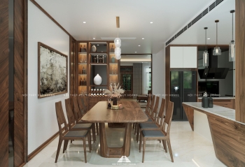 Mẫu thiết kế nội thất biệt thự gỗ óc chó hiện đại Ciputra – Anh Việt