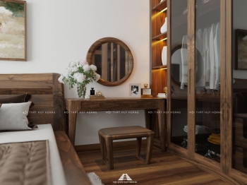 Mẫu thiết kế nội thất biệt thự gỗ óc chó hiện đại Ciputra – Anh Việt