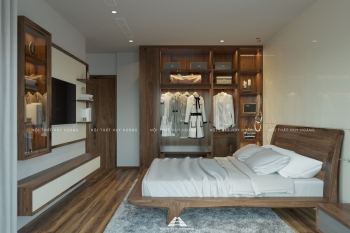 Mẫu thiết kế nội thất biệt thự gỗ óc chó hiện đại Ciputra – Anh Việt