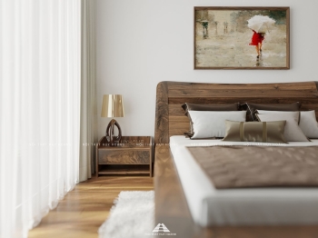 Mẫu thiết kế nội thất biệt thự gỗ óc chó hiện đại Ciputra – Anh Việt