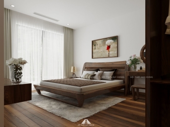 Mẫu thiết kế nội thất biệt thự gỗ óc chó hiện đại Ciputra – Anh Việt