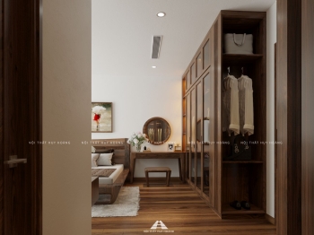 Mẫu thiết kế nội thất biệt thự gỗ óc chó hiện đại Ciputra – Anh Việt