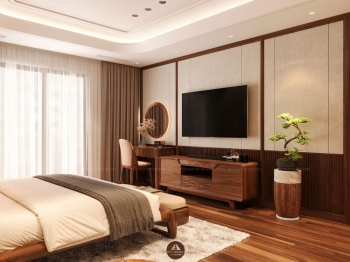 Thiết kế nội thất gỗ óc chó biệt thự cao cấp tại Hà Nam