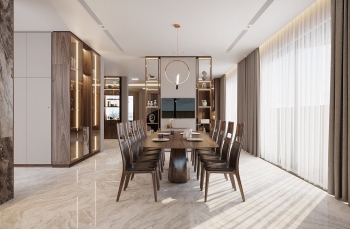 Chiêm ngưỡng thiết kế nội thất gỗ óc chó biệt thự Lào Cai