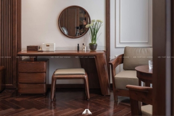 Thiết kế nội thất gỗ óc chó biệt thự Nguyệt Quế Vinhomes Riverside The Harmony