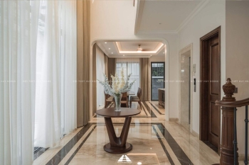 Thiết kế nội thất gỗ óc chó biệt thự Nguyệt Quế Vinhomes Riverside The Harmony
