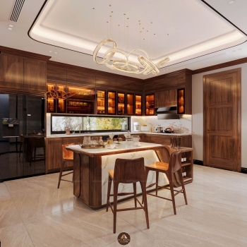 Thiết kế và thi công nội thất gỗ óc chó biệt thự Thanh Hóa