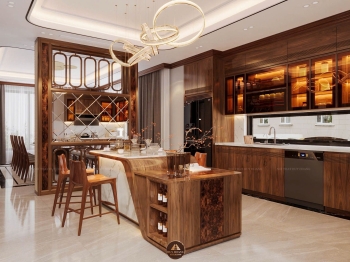 Thiết kế và thi công nội thất gỗ óc chó biệt thự Thanh Hóa