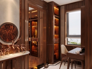 Thiết kế và thi công nội thất gỗ óc chó biệt thự Thanh Hóa