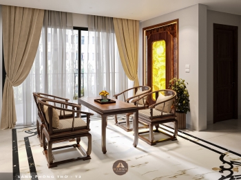 Thiết kế và thi công nội thất gỗ óc chó biệt thự Thanh Hóa