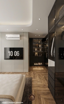 Thiết kế nội thất gỗ óc chó biệt thự Thủ Đức
