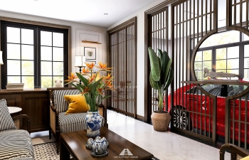 Thiết kế nội thất nhà phố phong cách indochine tại Gia Lâm, Hà Nội