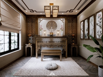 Thiết kế nội thất nhà phố phong cách indochine tại Gia Lâm, Hà Nội
