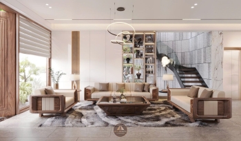 THIẾT KẾ NỘI THẤT GỖ ÓC CHÓ VILLA MIÊU NHA