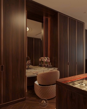 THIẾT KẾ NỘI THẤT GỖ ÓC CHÓ VILLA MIÊU NHA