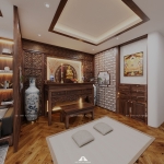 Thiết kế nội thất gỗ óc chó biệt thự Vinhomes Riverside