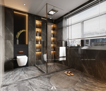 Thiết kế nội thất gỗ óc chó biệt thự Vinhomes Riverside