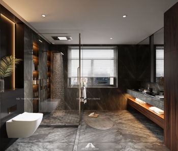 Thiết kế nội thất gỗ óc chó biệt thự Vinhomes Riverside