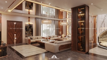 Thiết kế nội thất gỗ óc chó biệt thự Vinhomes Riverside