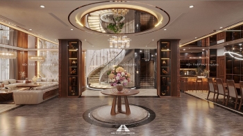 Thiết kế nội thất gỗ óc chó biệt thự Vinhomes Riverside