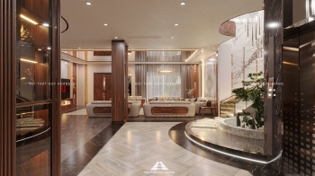 Thiết kế nội thất gỗ óc chó biệt thự Vinhomes Riverside