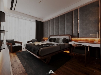 Thiết kế nội thất gỗ óc chó biệt thự Vinhomes Riverside