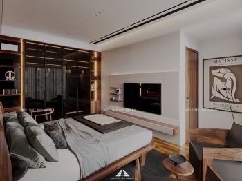 Thiết kế nội thất gỗ óc chó biệt thự Vinhomes Riverside