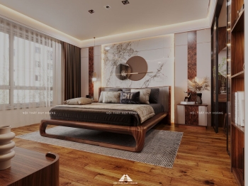 Thiết kế nội thất gỗ óc chó biệt thự Vinhomes Riverside