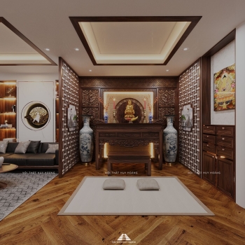 Thiết kế nội thất gỗ óc chó biệt thự Vinhomes Riverside