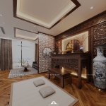 Thiết kế nội thất gỗ óc chó biệt thự Vinhomes Riverside