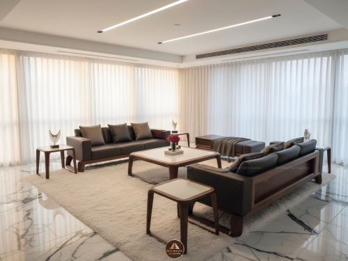 Sofa gỗ óc chó Avalon 25 thiết kế bàn trà vuông