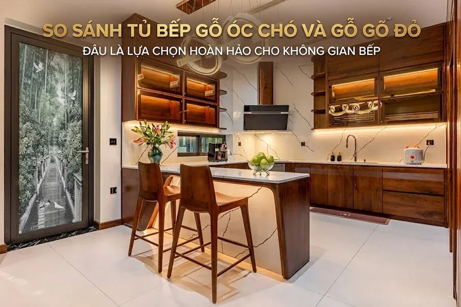 So Sánh Tủ Bếp Gỗ Óc Chó Và Gỗ Gõ Đỏ - Nên Chọn Loại Nào?