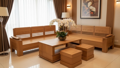 So sánh sofa gỗ óc chó chữ L và sofa gỗ gõ đỏ chữ L