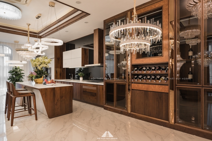 Tủ bếp gỗ óc chó