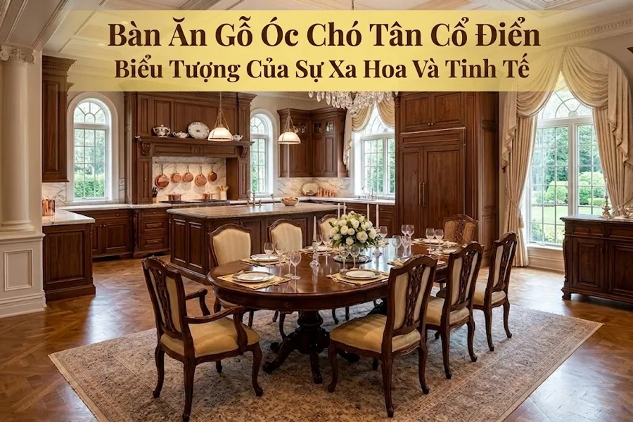 Bàn Ăn Gỗ Óc Chó Tân Cổ Điển: Dấu Ấn Không Gian Hoàng Gia