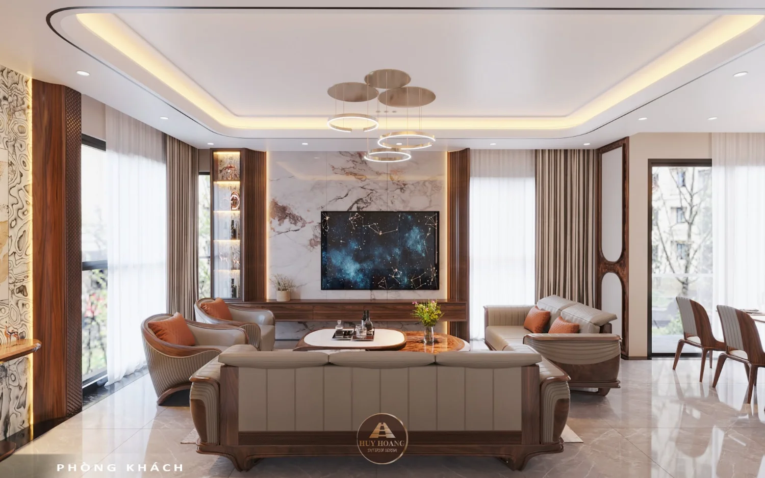 Thiết kế thi công nội thất gỗ óc chó Vinhomes Ocean Park
