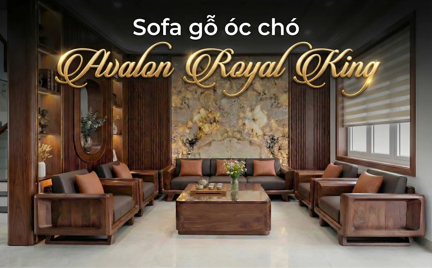 Bộ sofa gỗ óc chó Avalon Royal King