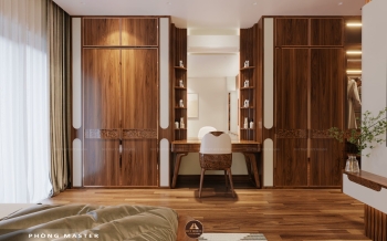 THIẾT KẾ NỘI THẤT GỖ ÓC CHÓ NHÀ PHỐ THỦ ĐỨC