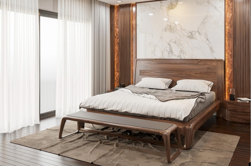 Táp đuôi giường gỗ óc chó mẫu 11