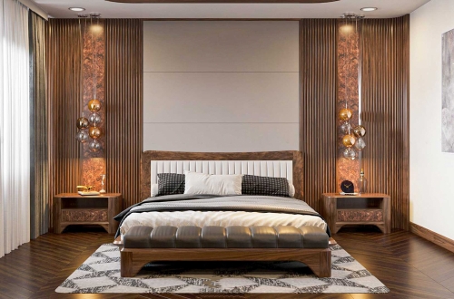 Táp đuôi giường gỗ óc chó mẫu 12