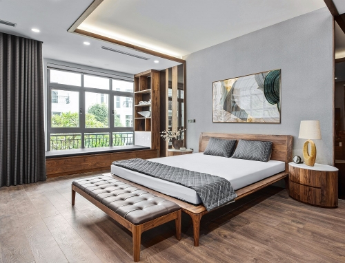 Táp đuôi giường gỗ óc chó mẫu 13