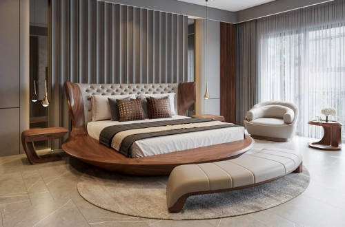 Táp đuôi giường gỗ óc chó mẫu 04