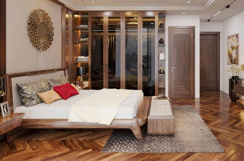 Táp đuôi giường gỗ óc chó mẫu 09