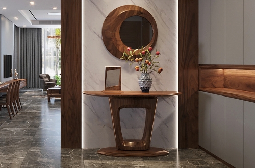 Bàn decor gỗ óc chó mẫu 24